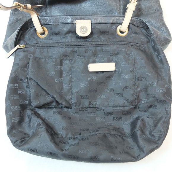 Michael Kors Black Leather Gold Tone Hardware Double Handle Tote Bag - Picture 9 of 14